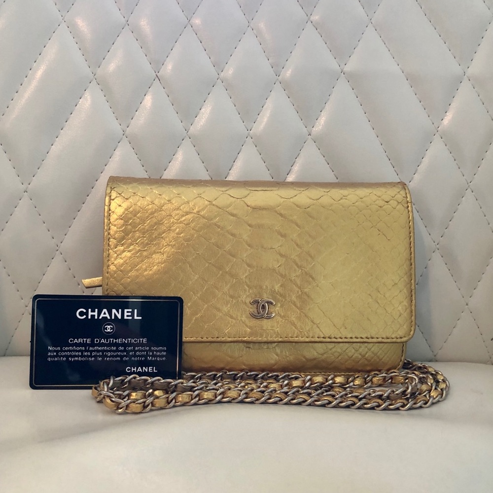 Authentic Chanel Python Gold WOC Snakeskin